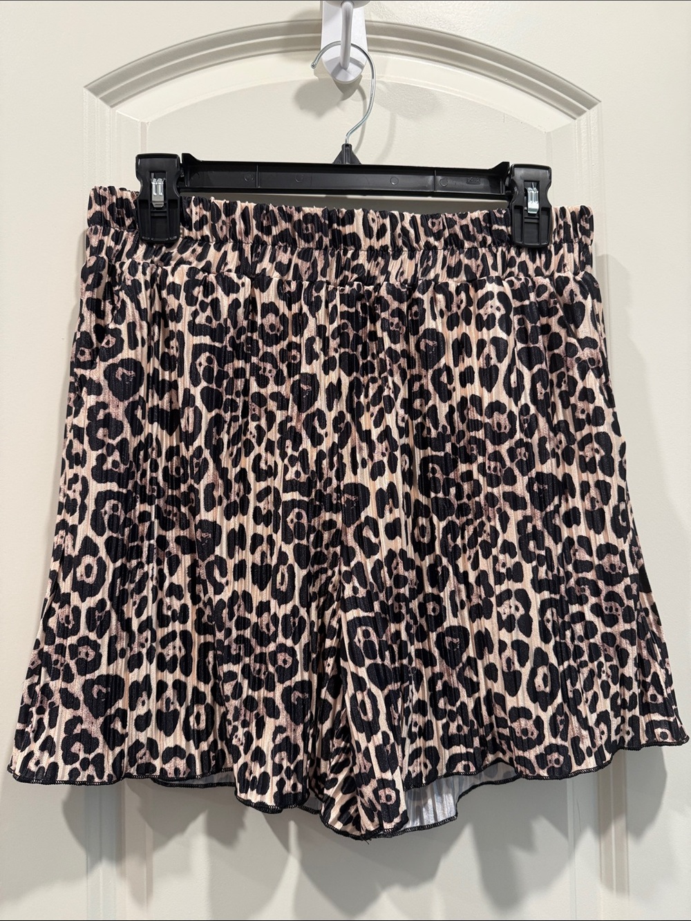 WKND Chasers Plisse Pleated Leopard Print Shorts with Pockets